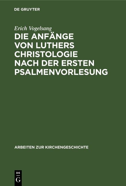 Produktbild: Die Anf&auml;nge von Luthers Christologie nach der ersten Psalmenvorlesung