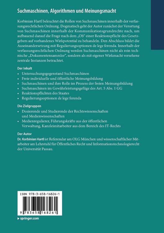 Produktbild: Suchmaschinen, Algorithmen und Meinungsmacht