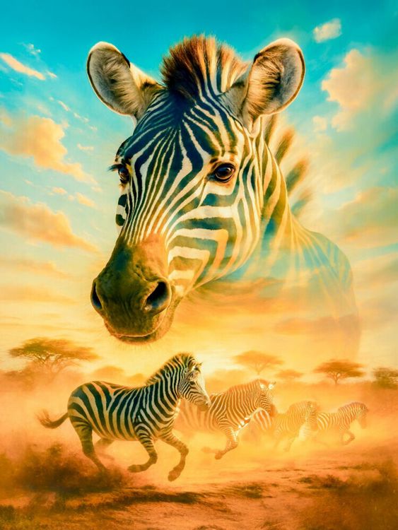 Produktbild: CALVENDO Puzzle Afrikanische Harmonie - Zebra im Streifenlicht | 1000 Teile Lege-Gr&ouml;&szlig;e 64x48cm Foto-Puzzle f&uuml;r gl&uuml;ckliche Stunden