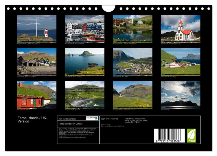 Produktbild: Faroe Islands / UK-Version (Wall Calendar 2026 DIN A4 landscape), CALVENDO 12 Month Wall Calendar