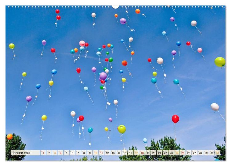 Produktbild: Mein sch&ouml;ner bunter Luftballon (Wandkalender 2026 DIN A2 quer), CALVENDO Monatskalender