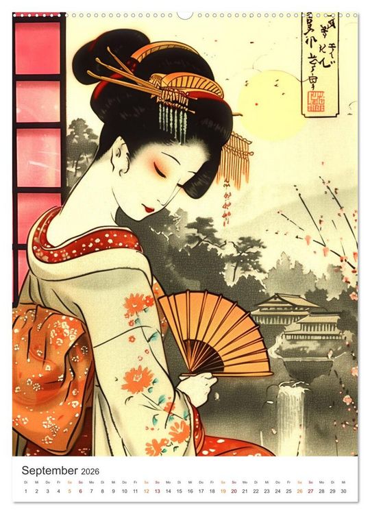 Produktbild: Geisha - Old School Poster Style (Wandkalender 2026 DIN A2 hoch), CALVENDO Monatskalender