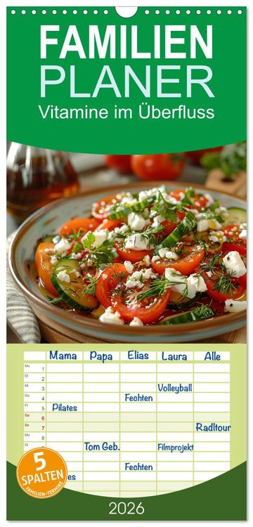 Produktbild: Familienplaner 2026 - Vitamine im &Uuml;berfluss mit 5 Spalten (Wandkalender, 21 x 45 cm) CALVENDO