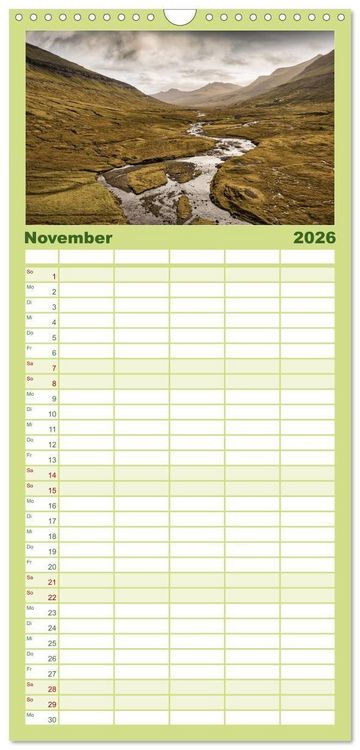 Produktbild: Familienplaner 2026 - F&auml;r&ouml;er &ndash; Faszinierende Inseln im Norden Europas mit 5 Spalten (Wandkalender, 21 x 45 cm) CALVENDO