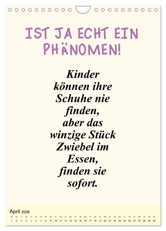 Produktbild: Spr&uuml;che-Kalender. Lustiges f&uuml;r die Familie! (Wandkalender 2026 DIN A4 hoch), CALVENDO Monatskalender