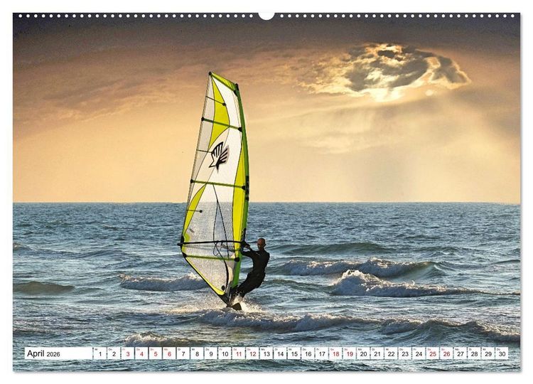 Produktbild: Funsport Windsurfen (hochwertiger Premium Wandkalender 2026 DIN A2 quer), Kunstdruck in Hochglanz