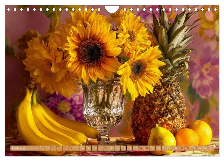 Produktbild: Bloom und Bite. KI mixt Blumen, Obst und Gem&uuml;se (Wandkalender 2026 DIN A4 quer), CALVENDO Monatskalender