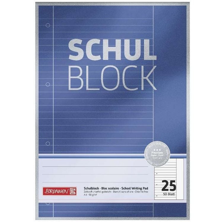 Produktbild: Brunnen Schulblock A4 Lin25 50Bl Premium