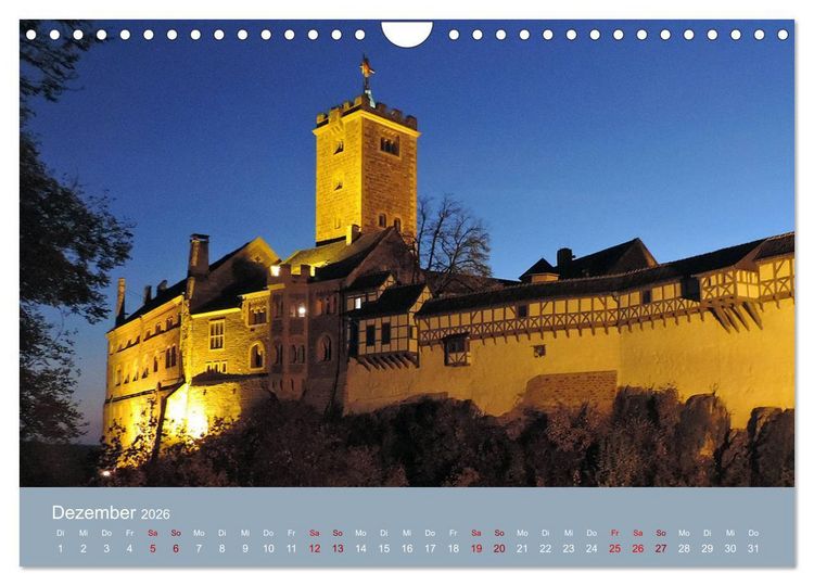 Produktbild: Die Wartburg - Weltkulturerbe im Herzen Deutschlands (Wandkalender 2026 DIN A4 quer), CALVENDO Monatskalender