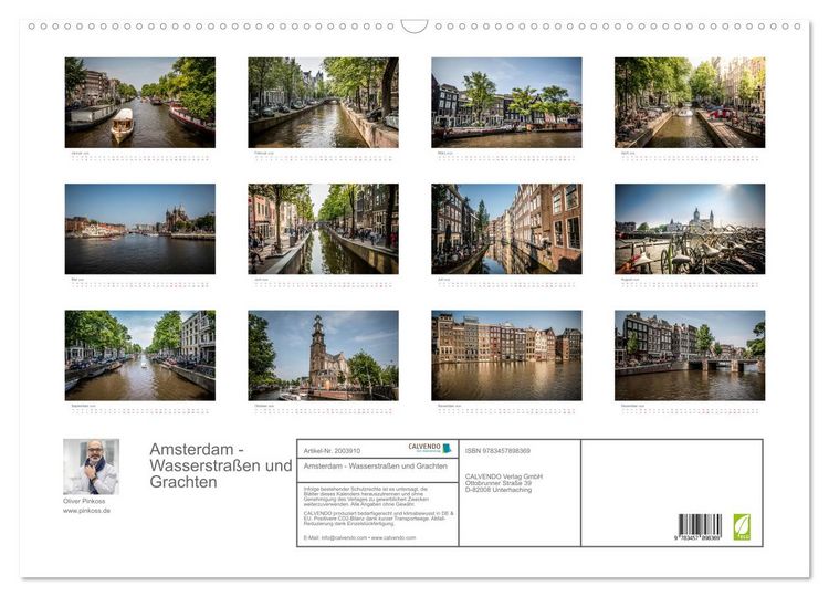 Produktbild: Amsterdam - Wasserstra&szlig;en und Grachten (Wandkalender 2026 DIN A2 quer), CALVENDO Monatskalender