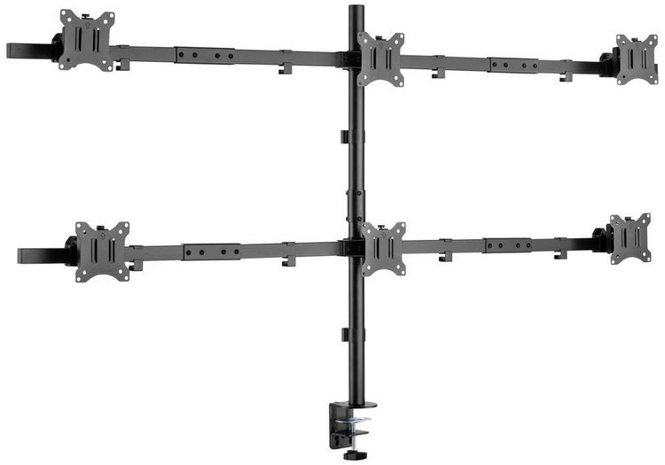 Produktbild: SpeaKa Professional Monitor-Tischhalterung SP-MM-1010 6 Display(s) 43,2 cm (17") - 81,3 cm (32") Schwarz (RAL 7001) Neigbar, Schwenkbar