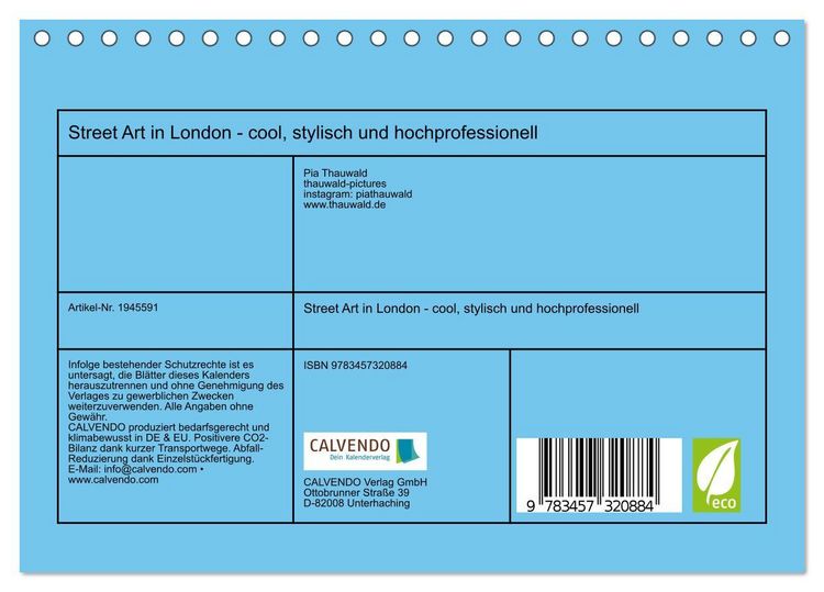 Produktbild: Street Art in London - cool, stylisch und hochprofessionell (Tischkalender 2026 DIN A5 quer), CALVENDO Monatskalender