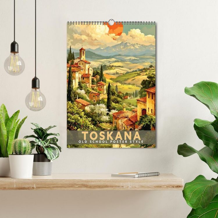Produktbild: Toskana - Old School Poster Style (Wandkalender 2027 DIN A3 hoch), CALVENDO Monatskalender
