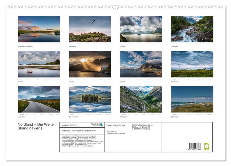 Produktbild: Nordland &ndash; Die Weite Skandinaviens (Wandkalender 2026 DIN A2 quer), CALVENDO Monatskalender