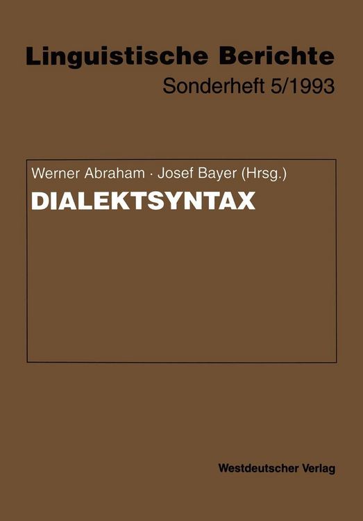Produktbild: Dialektsyntax