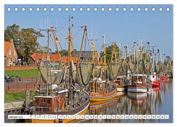 Produktbild: GREETSIEL - Schafe - Krabbenkutter - M&ouml;wen (Tischkalender 2026 DIN A5 quer), CALVENDO Monatskalender