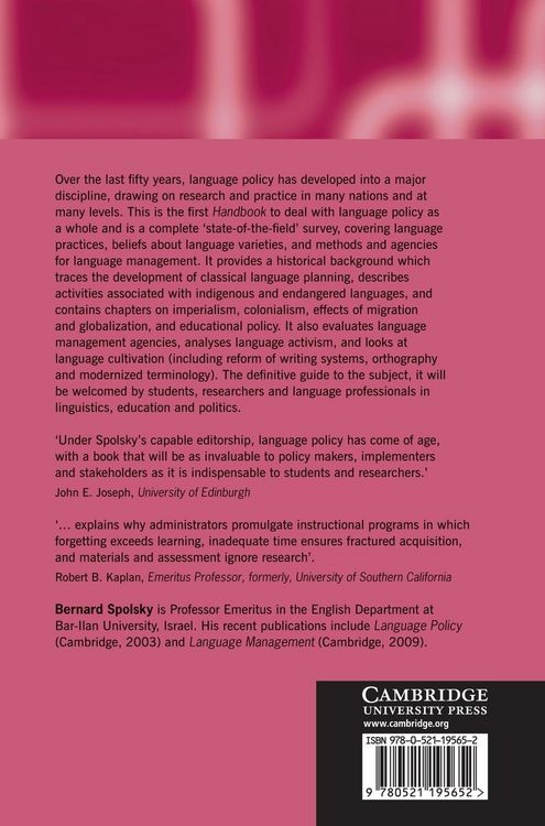 Produktbild: The Cambridge Handbook of Language Policy