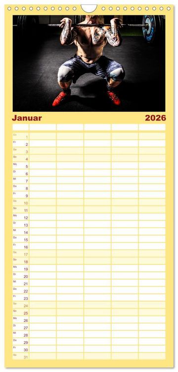 Produktbild: Familienplaner 2026 - Kraftsport mit 5 Spalten (Wandkalender, 21 x 45 cm) CALVENDO