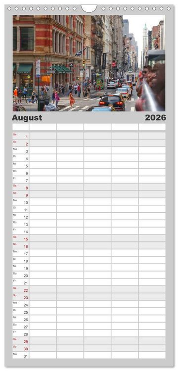 Produktbild: Familienplaner 2026 - Streets of New York - Zu Fu&szlig; durch die Metropole der Superlative mit 5 Spalten (Wandkalender, 21 x 45 cm) CALVENDO