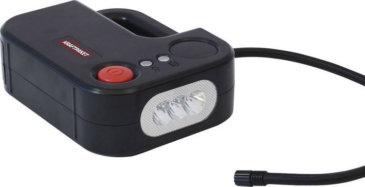 Produktbild: Dino KRAFTPAKET 136308 Kompressor 10.3 bar 12 V Adapter zum Betrieb per Kabel, Digitales Display, Kabelfach/-aufnahme, mit Arbeitslampe