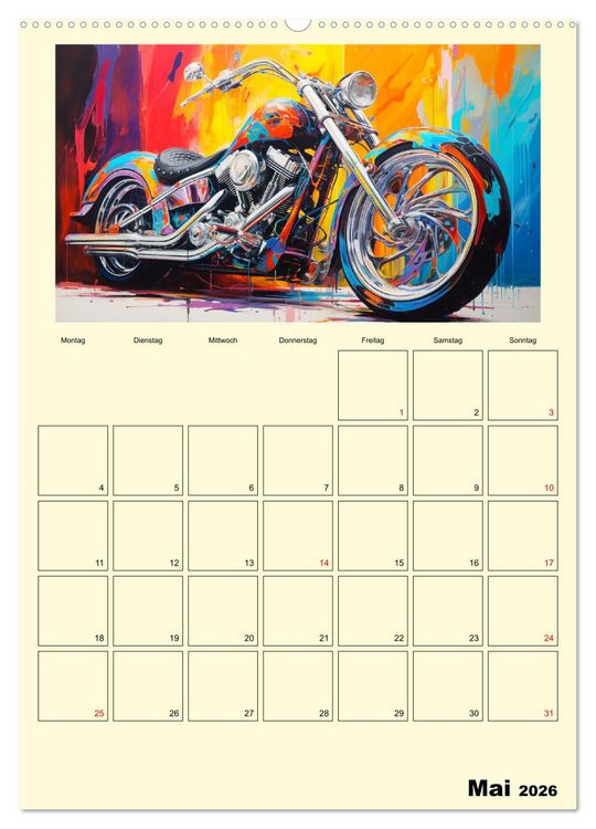 Produktbild: Custom Motorcycle Paintings (Wandkalender 2026 DIN A2 hoch), CALVENDO Monatskalender