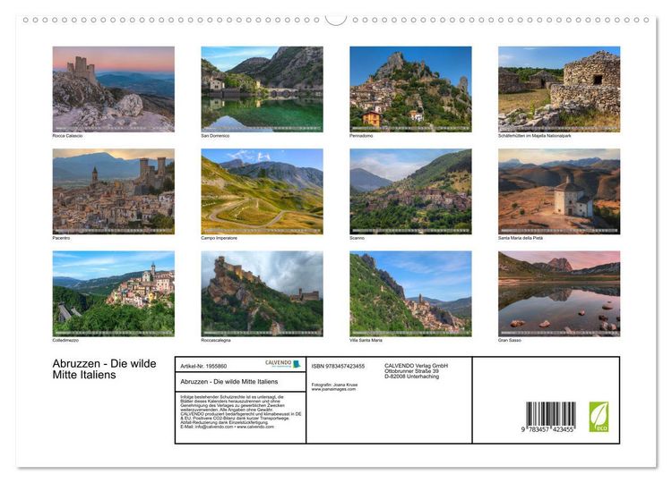Produktbild: Abruzzen - Die wilde Mitte Italiens (hochwertiger Premium Wandkalender 2026 DIN A2 quer), Kunstdruck in Hochglanz