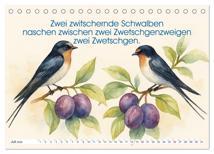 Produktbild: Zackige Zungenbrecher (Tischkalender 2026 DIN A5 quer), CALVENDO Monatskalender