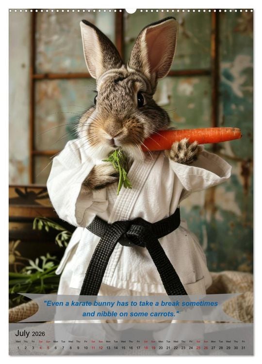Produktbild: Great fun with animal karate fighters (High Quality Premium Wall Calendar 2026 DIN A2 portrait),CALVENDO 12 Month Wall Calendar