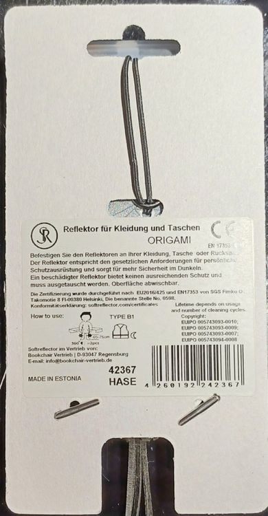 Produktbild: Softreflector ORIGAMI (Hase) Reflektor f&uuml;r Taschen und Kleidung