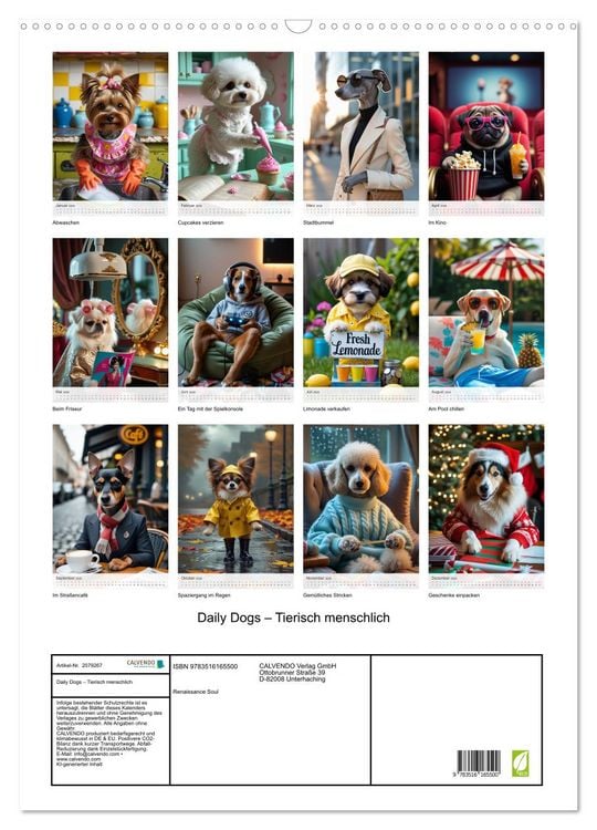 Produktbild: Daily Dogs &ndash; Tierisch menschlich (Wandkalender 2026 DIN A2 hoch), CALVENDO Monatskalender