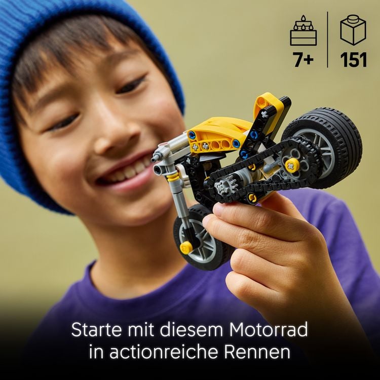 Produktbild: LEGO Technic 42225 Gelbes Motorrad, Spielzeug f&uuml;r Kinder ab 7 Jahren