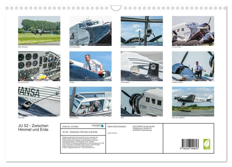 Produktbild: JU 52 - Zwischen Himmel und Erde (Wandkalender 2026 DIN A3 quer), CALVENDO Monatskalender