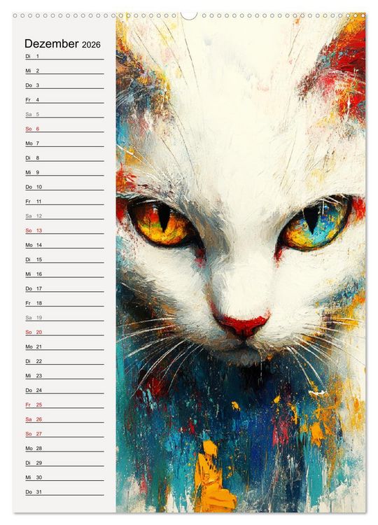 Produktbild: Katzenportraits. Moderne Samtpfoten-Kunst (Wandkalender 2026 DIN A2 hoch), CALVENDO Monatskalender