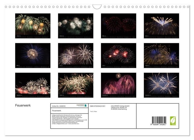 Produktbild: Feuerwerk (Wandkalender 2027 DIN A3 quer), CALVENDO Monatskalender