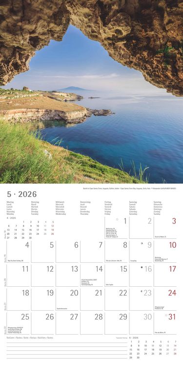 Produktbild: Alpha Edition - Am Meer 2026 Broschürenkalender, 30x30cm, Wandkalender mit Platz für Notizen und Termine, Bilder rund ums Meer, Monatsübersicht und Fe