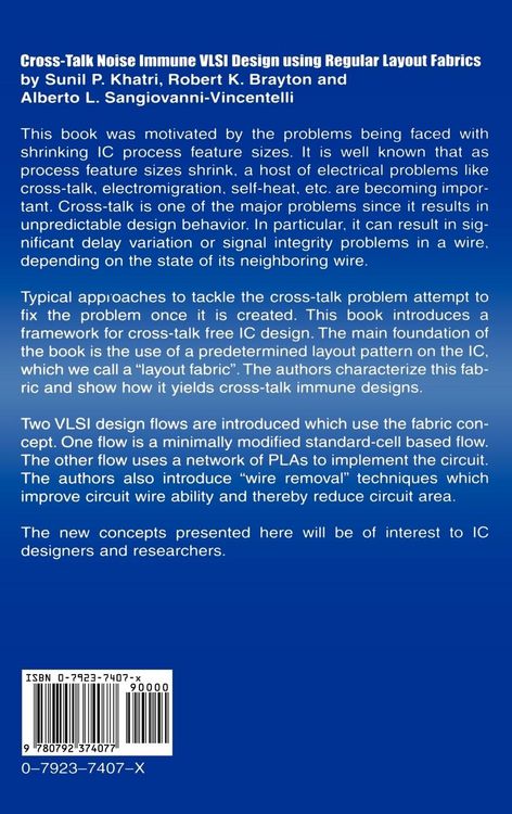 Produktbild: Cross-Talk Noise Immune VLSI Design Using Regular Layout Fabrics