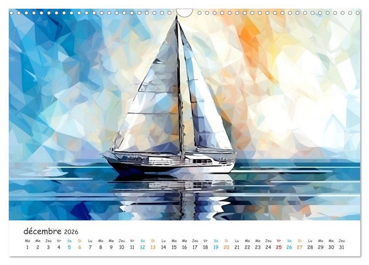 Produktbild: Voiles au gr&eacute; du temps (Calendrier mural 2026 DIN A3 vertical), CALVENDO calendrier mensuel