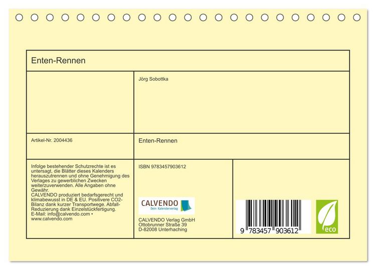 Produktbild: Enten-Rennen (Tischkalender 2026 DIN A5 quer), CALVENDO Monatskalender