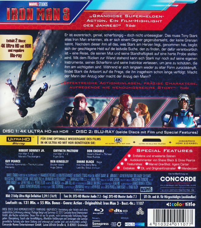 Produktbild: Iron Man 3 (4K Ultra HD) (+ Blu-ray)