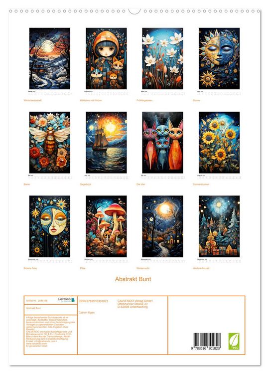 Produktbild: Abstrakt Bunt (hochwertiger Premium Wandkalender 2026 DIN A2 hoch), Kunstdruck in Hochglanz