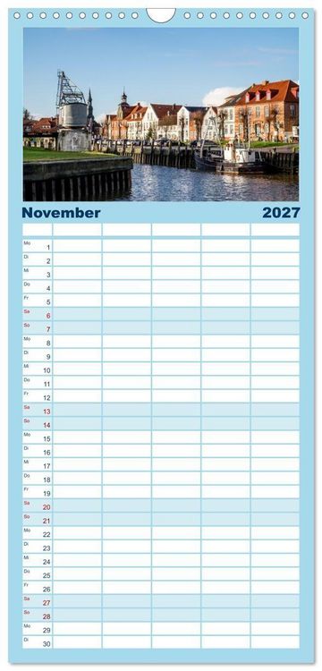 Produktbild: Familienplaner 2027 - Nordfriesland - weiter Horizont, faszinierende Natur, idyllische St&auml;dte mit 5 Spalten (Wandkalender, 21 x 45 cm) CALVENDO