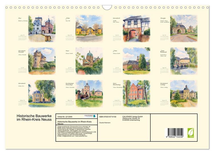 Produktbild: Historische Bauwerke im Rhein-Kreis Neuss (Wandkalender 2026 DIN A3 quer), CALVENDO Monatskalender