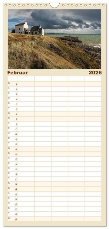 Produktbild: Familienplaner 2026 - Bretagne - Bilder einer K&uuml;stenlandschaft mit 5 Spalten (Wandkalender, 21 x 45 cm) CALVENDO