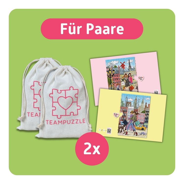 Produktbild: TEAMPUZZLE &ndash; Paris x New York &ndash; 1000 Teile &ndash; Erwachsenenpuzzle f&uuml;r zwei Personen