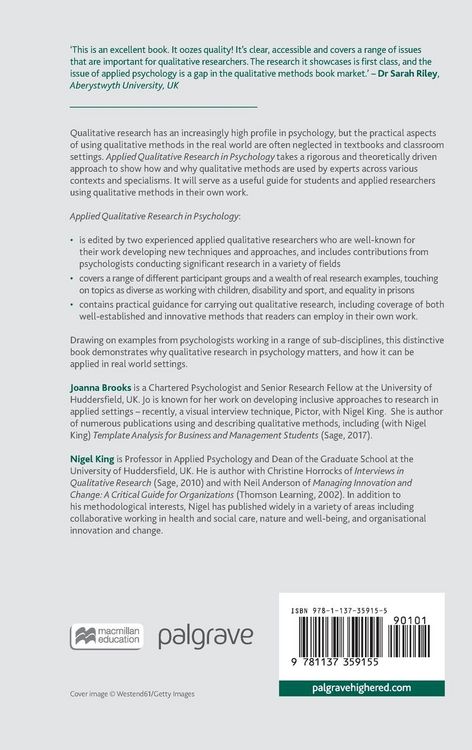 Produktbild: Applied Qualitative Research in Psychology