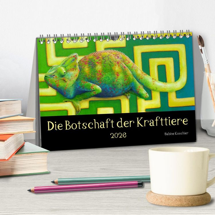 Produktbild: Die Botschaft der Krafttiere (Tischkalender 2026 DIN A5 quer), CALVENDO Monatskalender