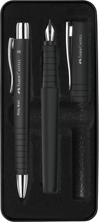 Produktbild: Faber-Castell Geschenkset F&uuml;ller + Kugelschreiber Poly Ball Pen black