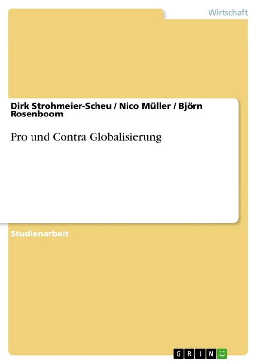 Produktbild: Pro und Contra Globalisierung