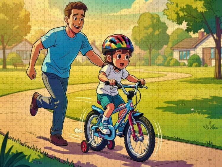 Produktbild: CALVENDO Puzzle Ein Motiv aus dem Kalender Mein erstes Fahrrad - Comic | 1000 Teile Lege-Gr&ouml;&szlig;e 64x48cm Foto-Puzzle f&uuml;r gl&uuml;ckliche Stunden