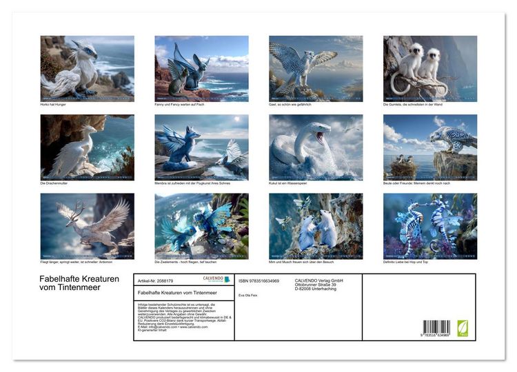 Produktbild: Fabelhafte Kreaturen vom Tintenmeer (Wandkalender 2026 DIN A2 quer), CALVENDO Monatskalender